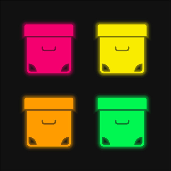 Archive four color glowing neon vector icon