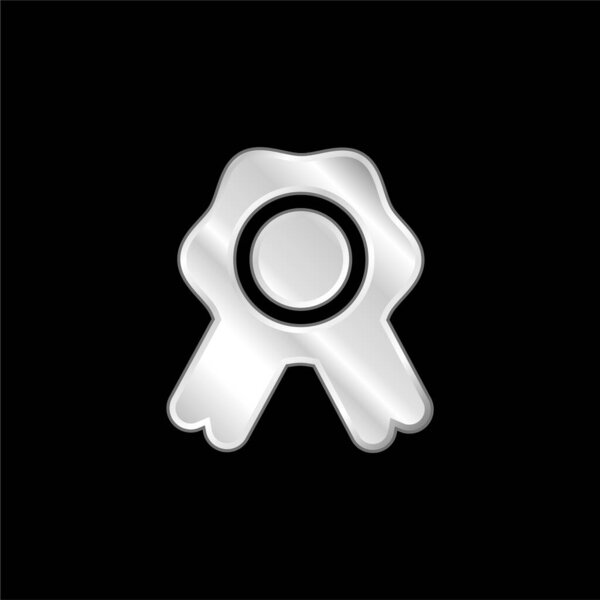 Badge With Ribbon silver plated metallic icon