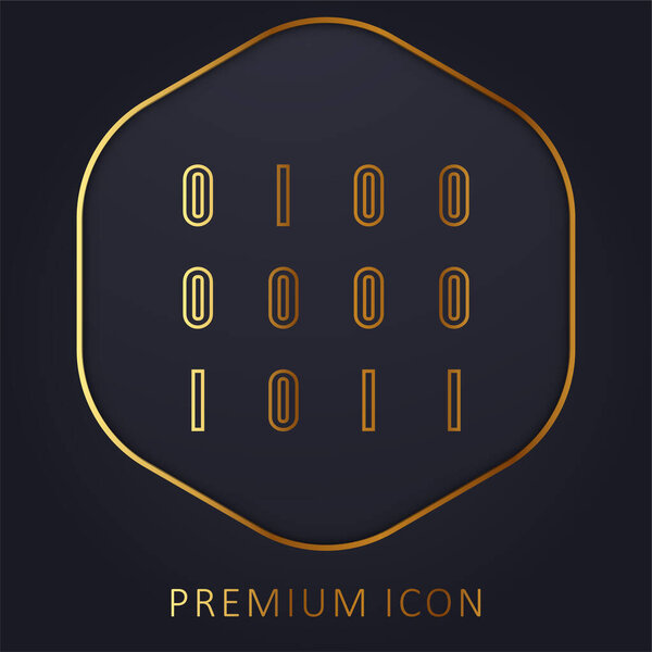 Binary Data Numbers golden line premium logo or icon