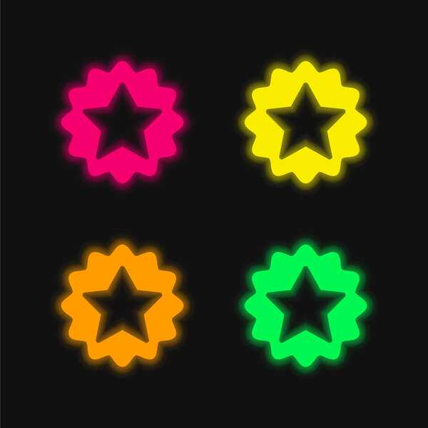 Award four color glowing neon vector icon