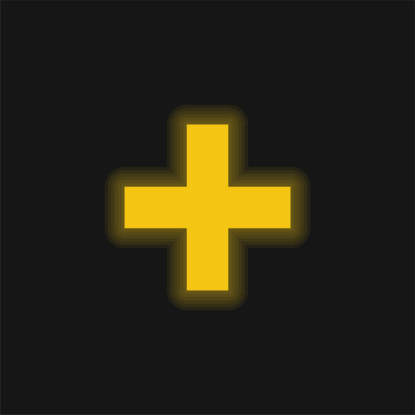 Знак жёлтого сияющего неона