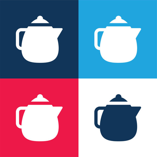 Big Teapot blue and red four color minimal icon set