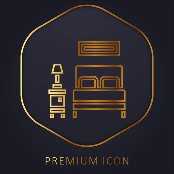Bed golden line premium logo or icon