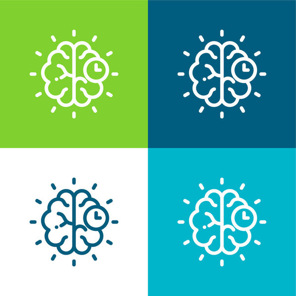 Brain Flat four color minimal icon set