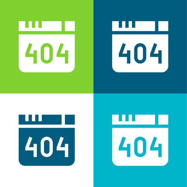 404 Error Flat four color minimal icon set