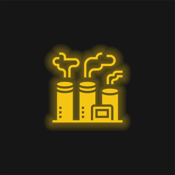 Air Pollution yellow glowing neon icon