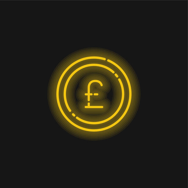 Желтый светящийся неоновый значок