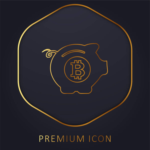 Bitcoin Safe Pig golden line premium logo or icon