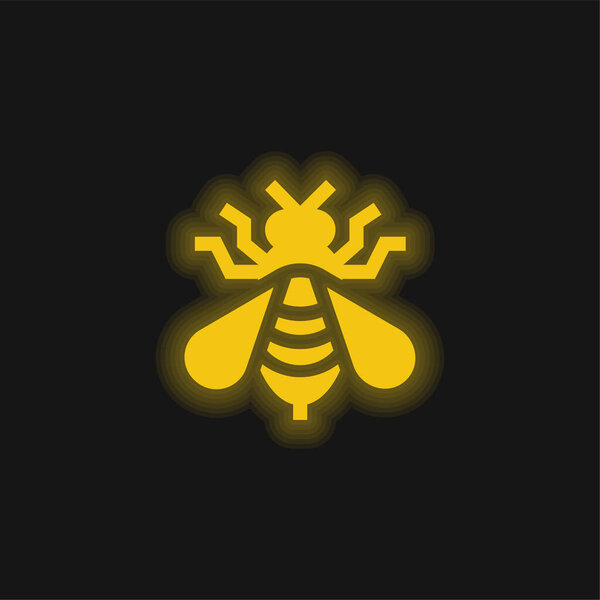 Bee yellow glowing neon icon