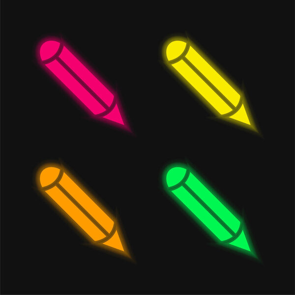 Black Ink Pen four color glowing neon vector icon