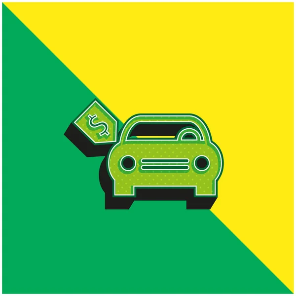 Brand New Car Dollar Price Tag Verde Amarelo Moderno Logotipo —  Vetores de Stock
