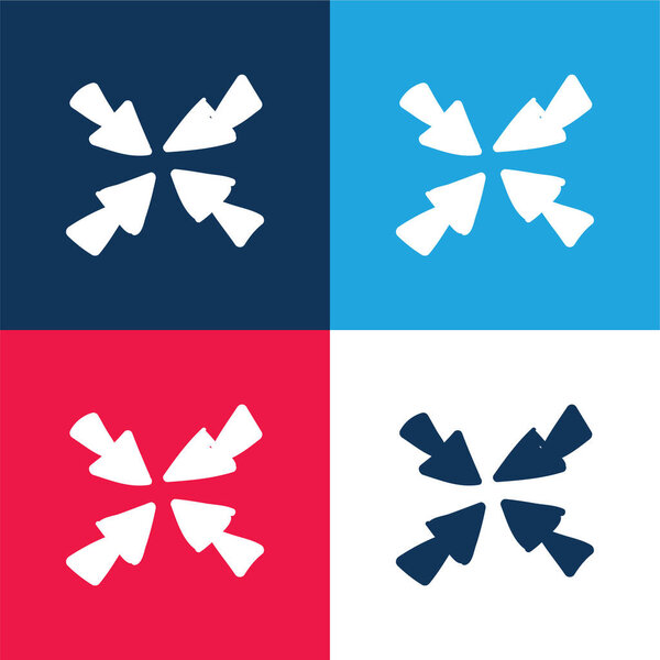 Стрелки к центру синий и красный четыре цвета минимальный набор значков