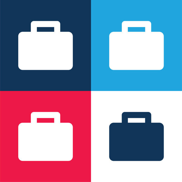 Black Suitcase blue and red four color minimal icon set