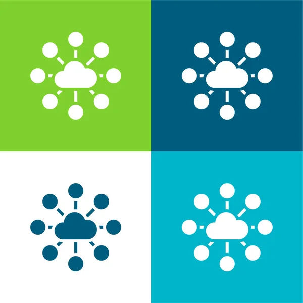 Big Data Flat Conjunto Iconos Mínimo Cuatro Colores — Vector de stock