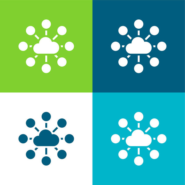 Четырехцветный минимальный набор значков Big Data Flat