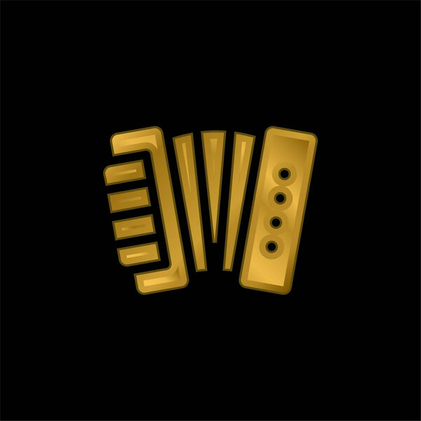 Accordion gold plated metalic icon or logo vector
