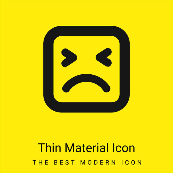 Angry Face Of Square Shape Контур минимальный ярко-желтый значок материала
