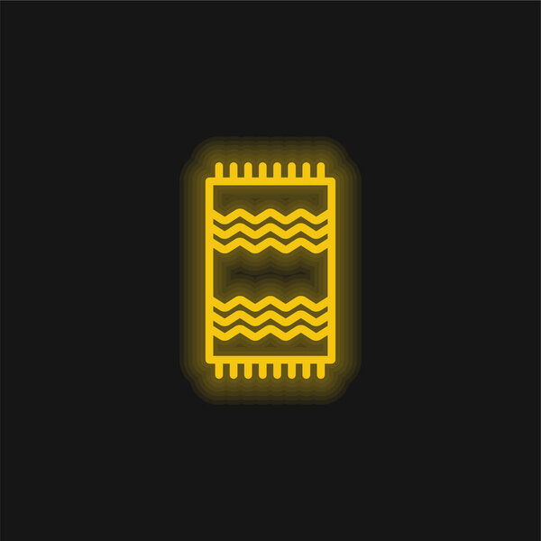 Beach Towel yellow glowing neon icon