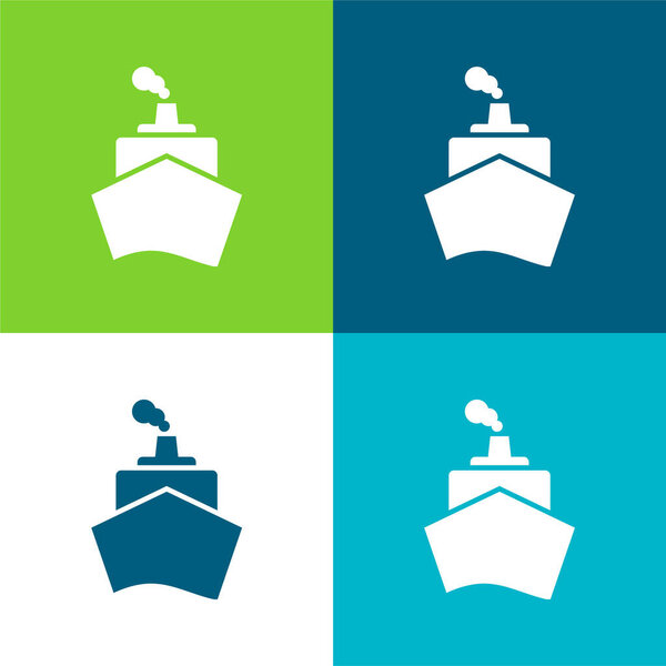 Boat From Front View Flat four color minimal icon set