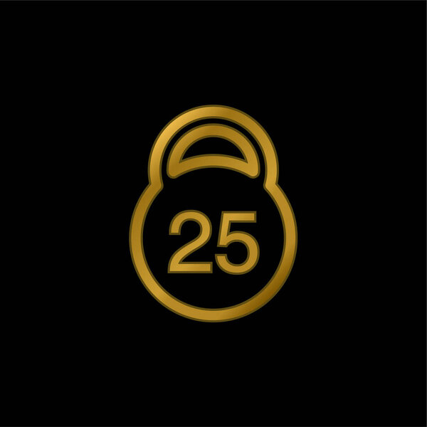 25 Kilos Weight gold plated metalic icon or logo vector