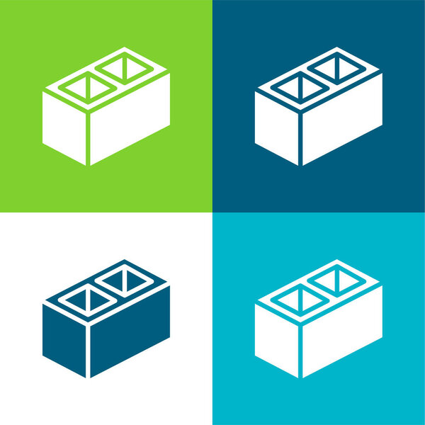 Минимальный набор значков Block Flat четырех цветов