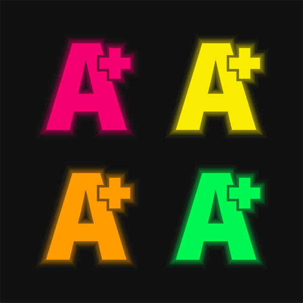 А плюс четырехцветный неоновый вектор