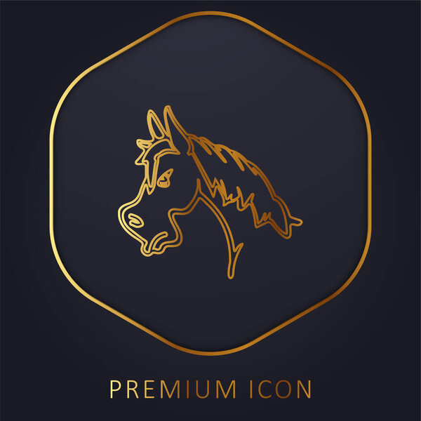 Angry Horse Face View Outline Золотая линия премиум логотип или значок