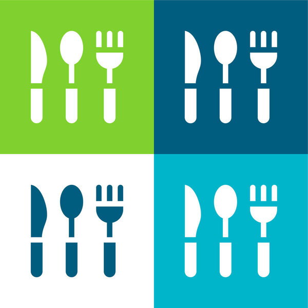Детские столовые приборы Плоские четыре цвета минимальный набор значков