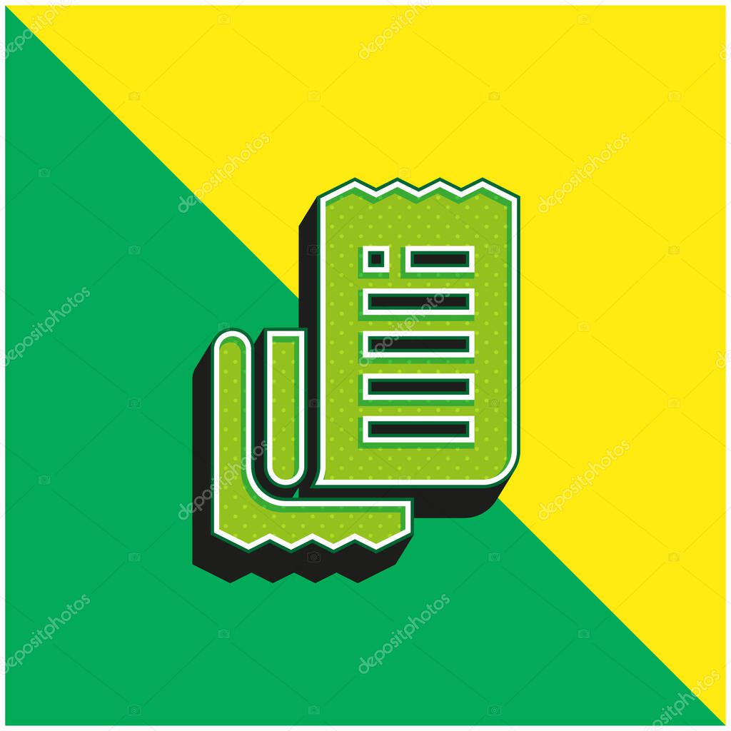 Bill Green and yellow modern 3d vector icon logo