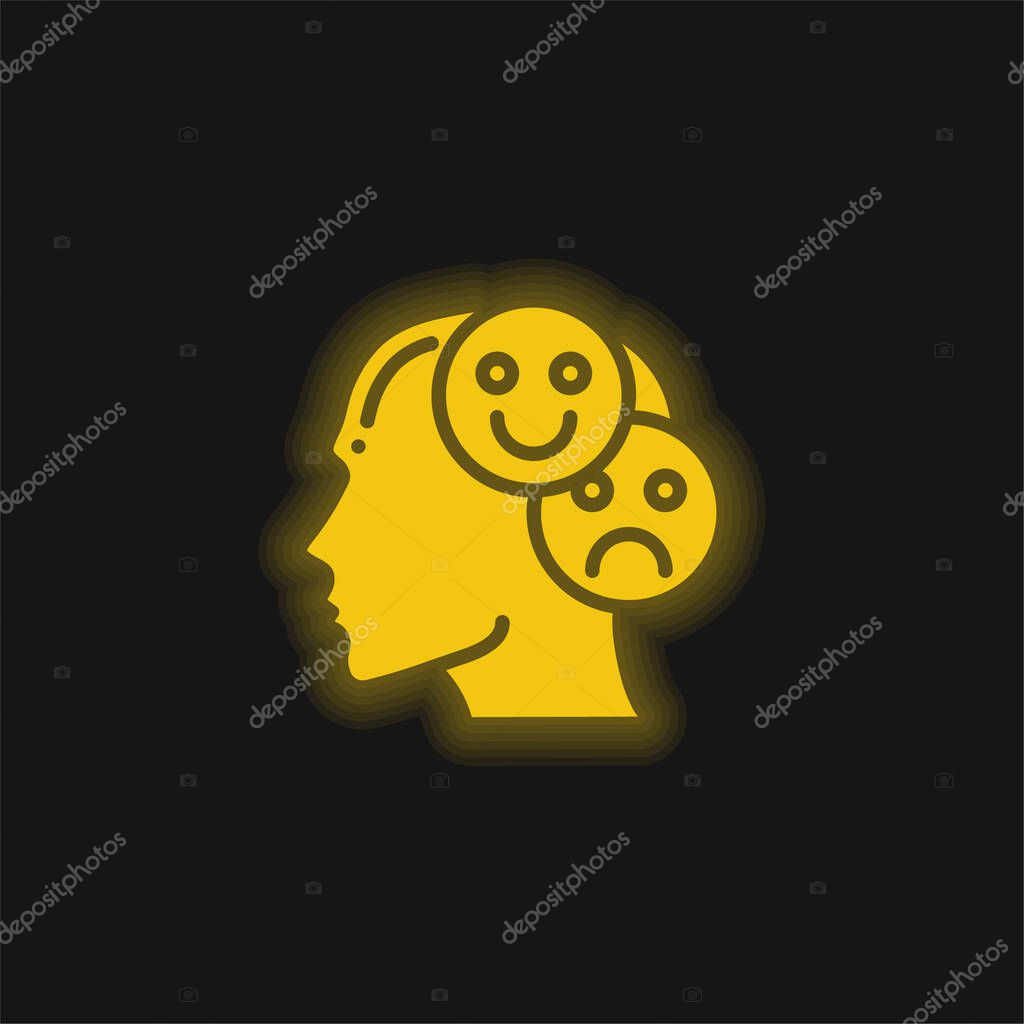 Bipolar yellow glowing neon icon