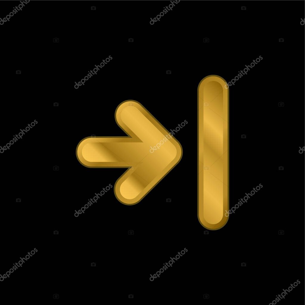 Arrow To Last Track gold plated metalic icon or logo vector