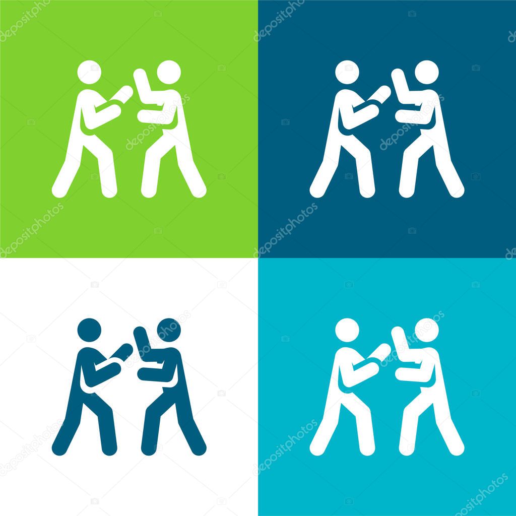 Boxing Flat four color minimal icon set