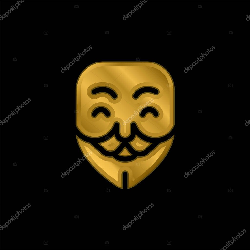Anonymous gold plated metalic icon or logo vector