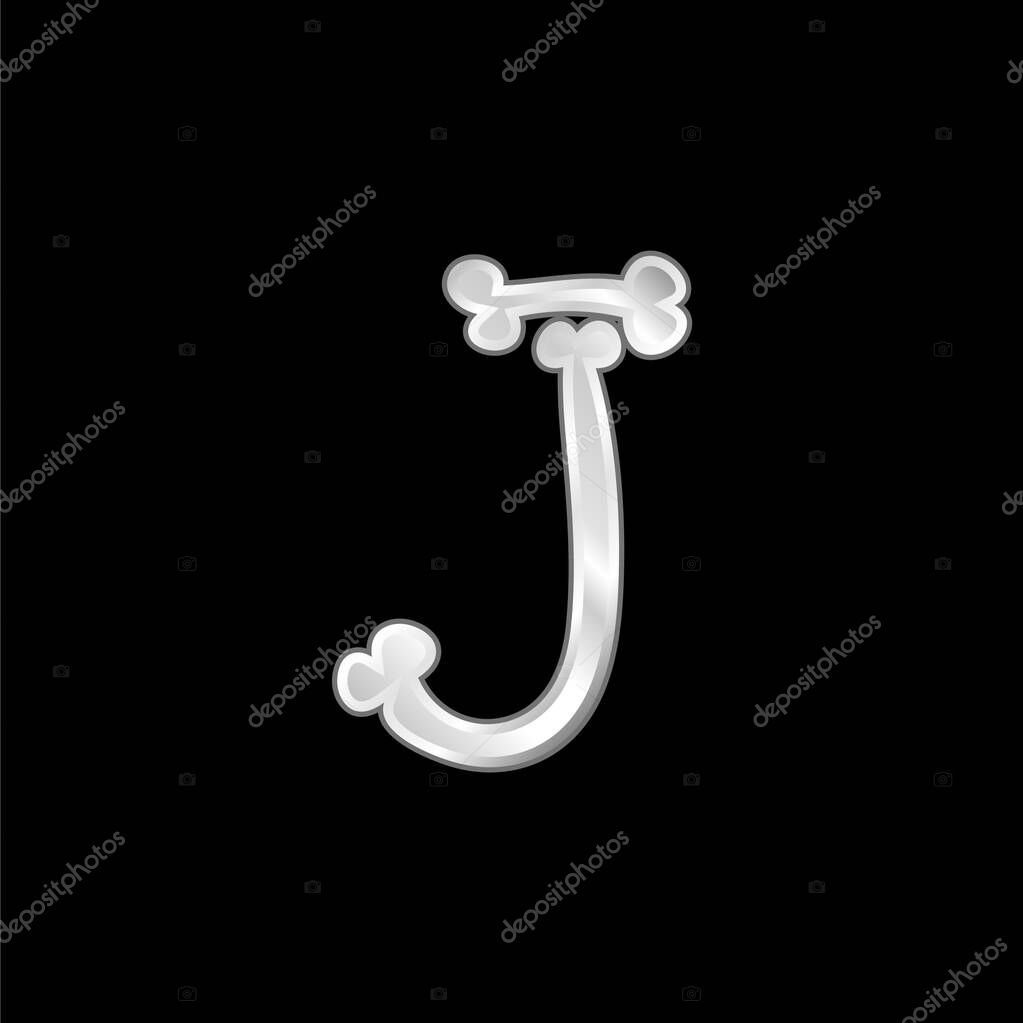 Bones Halloween Typography Letter J silver plated metallic icon