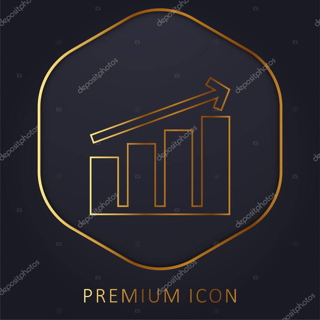 Bar Graph golden line premium logo or icon