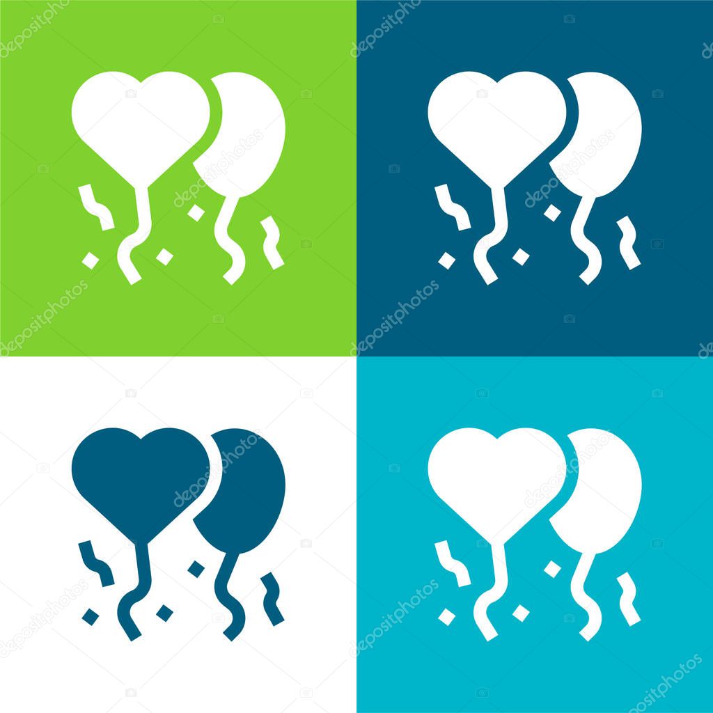Balloons Flat four color minimal icon set