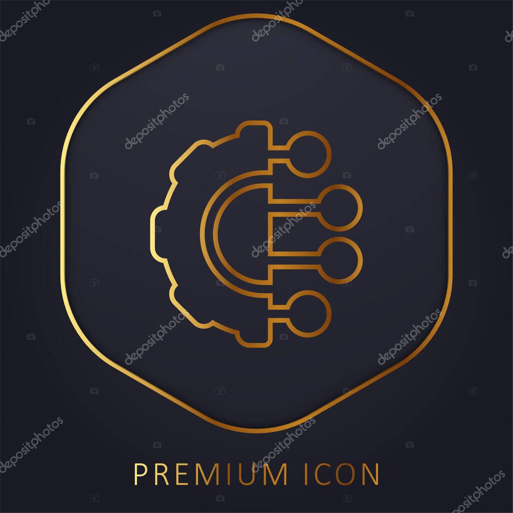 Artificial Intelligence golden line premium logo or icon