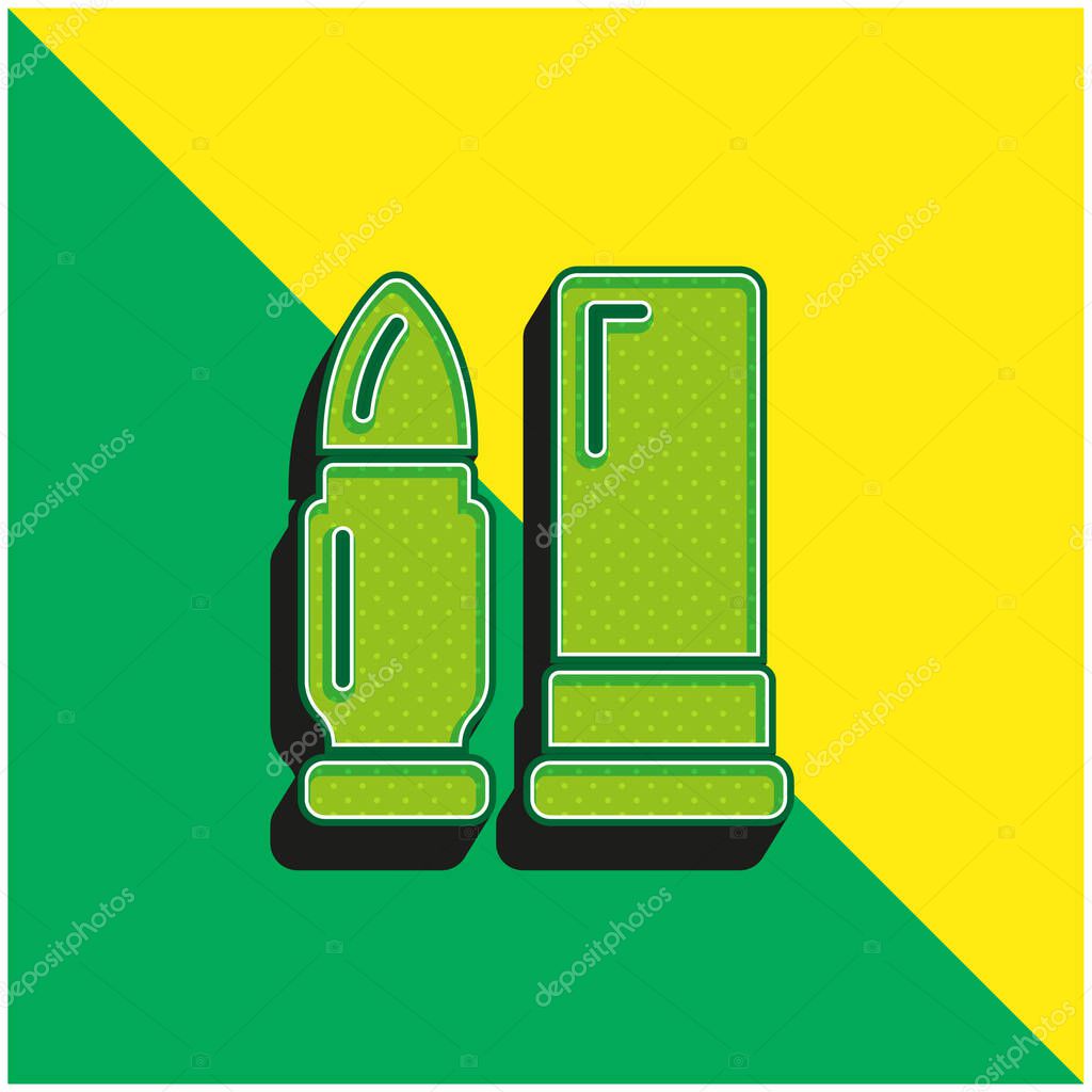 Ammunition Green and yellow modern 3d vector icon logo