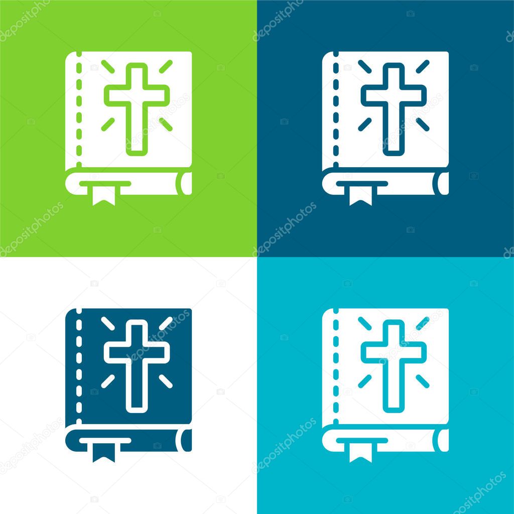 Bible Flat four color minimal icon set
