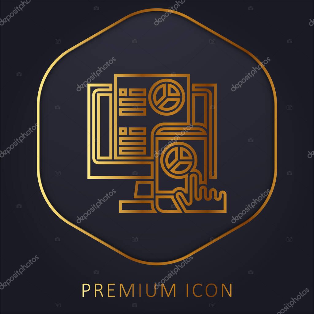 Analysis golden line premium logo or icon