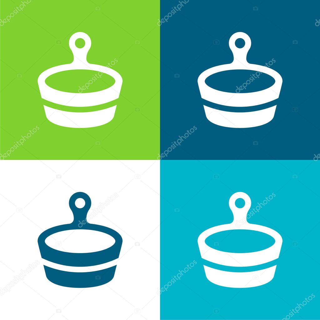 Bath Flat four color minimal icon set
