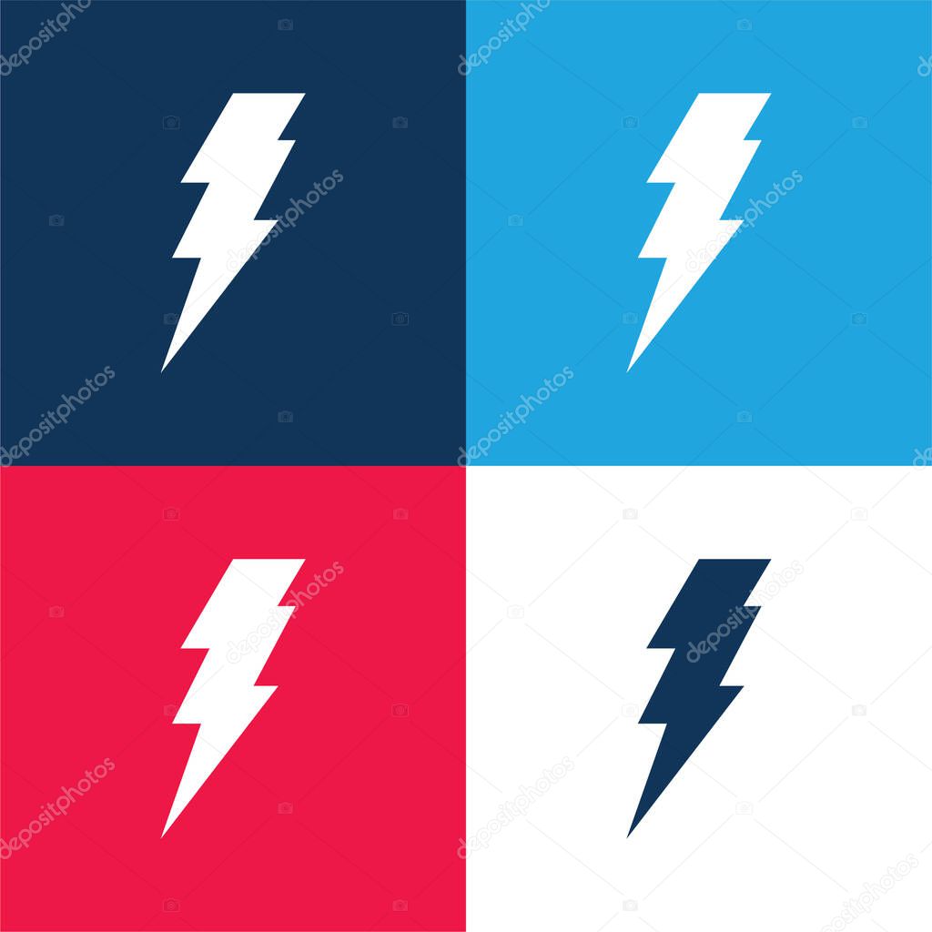Bolt blue and red four color minimal icon set