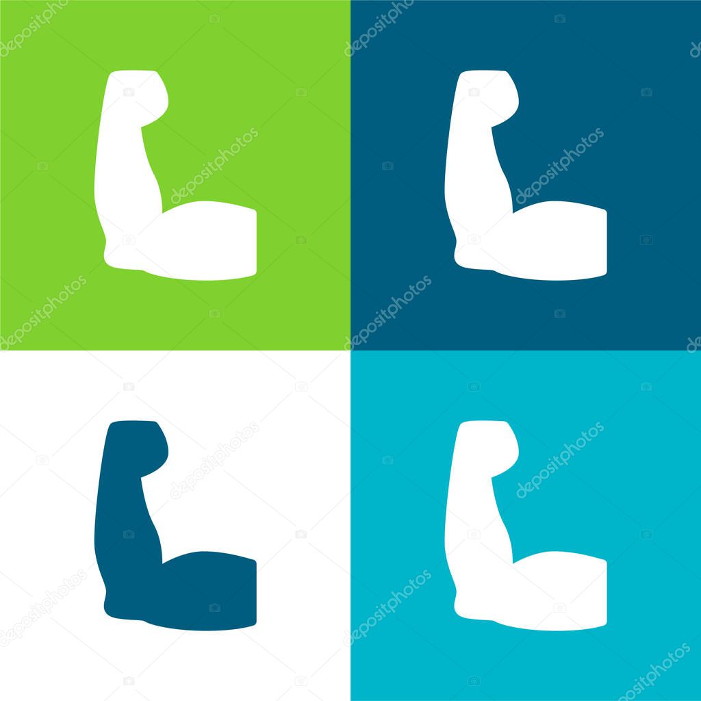Biceps Flat four color minimal icon set