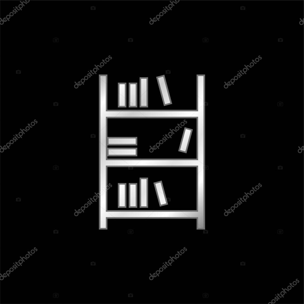 Book Shelf silver plated metallic icon