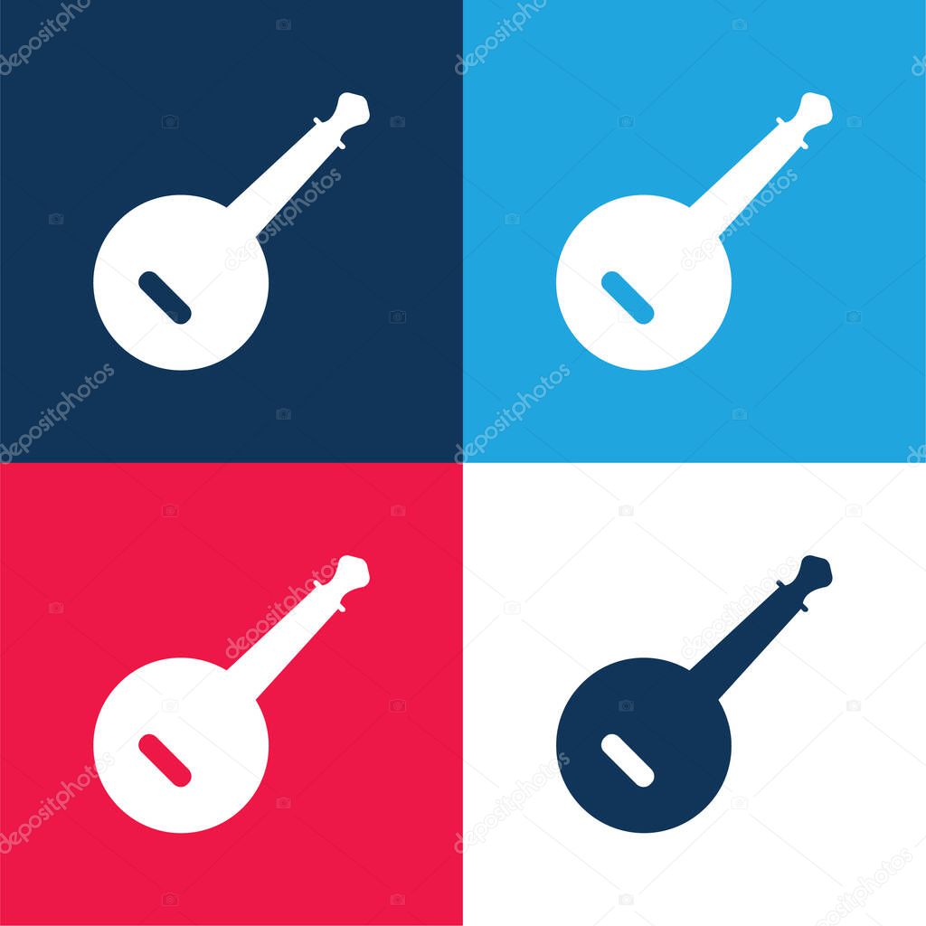 Banjo blue and red four color minimal icon set