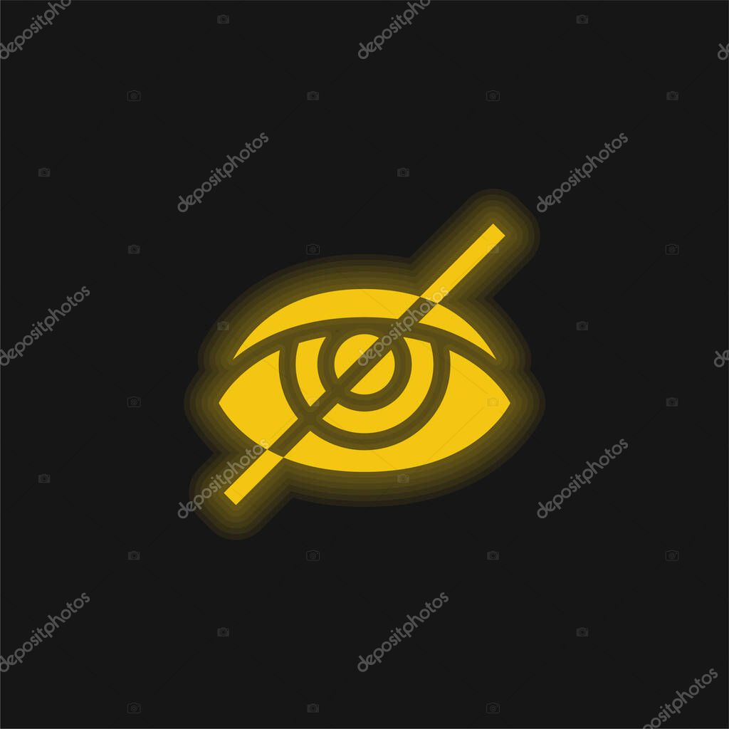 Blind yellow glowing neon icon