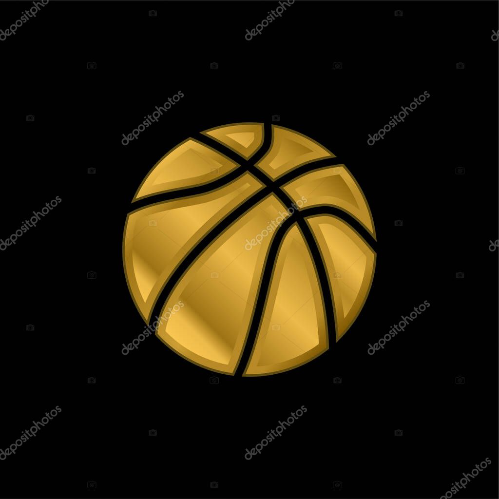 Ball Of Basketball gold plated metalic icon or logo vector