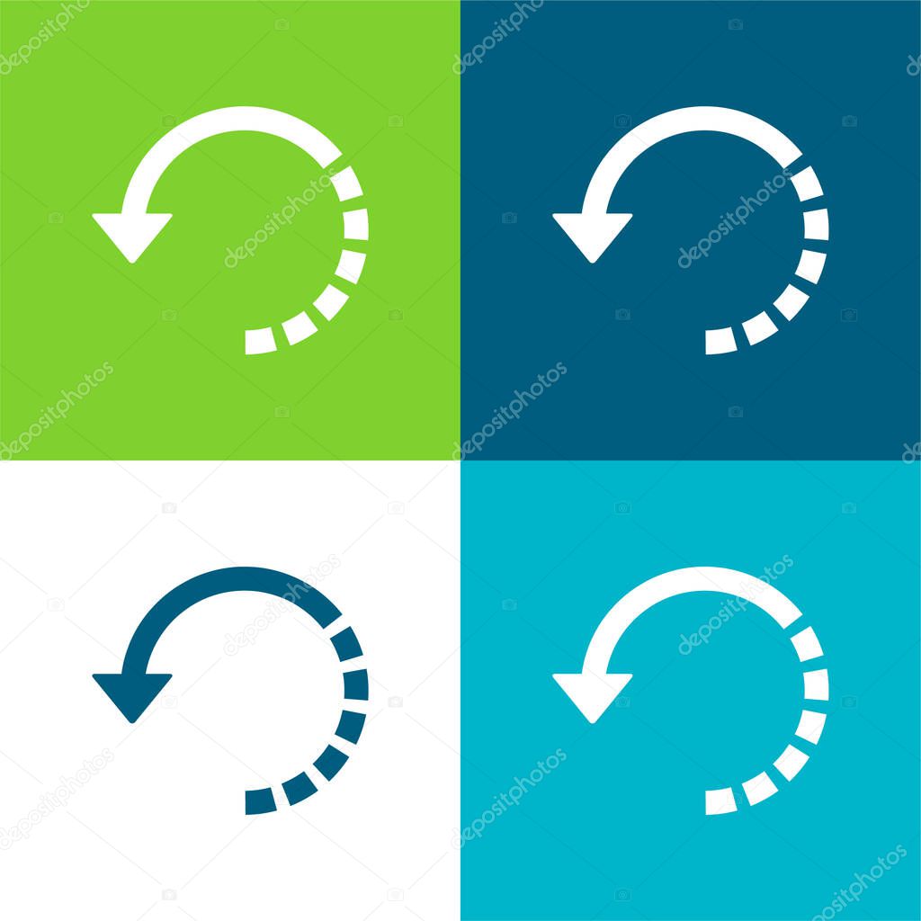 Arrow Circle With Half Broken Line Flat four color minimal icon set