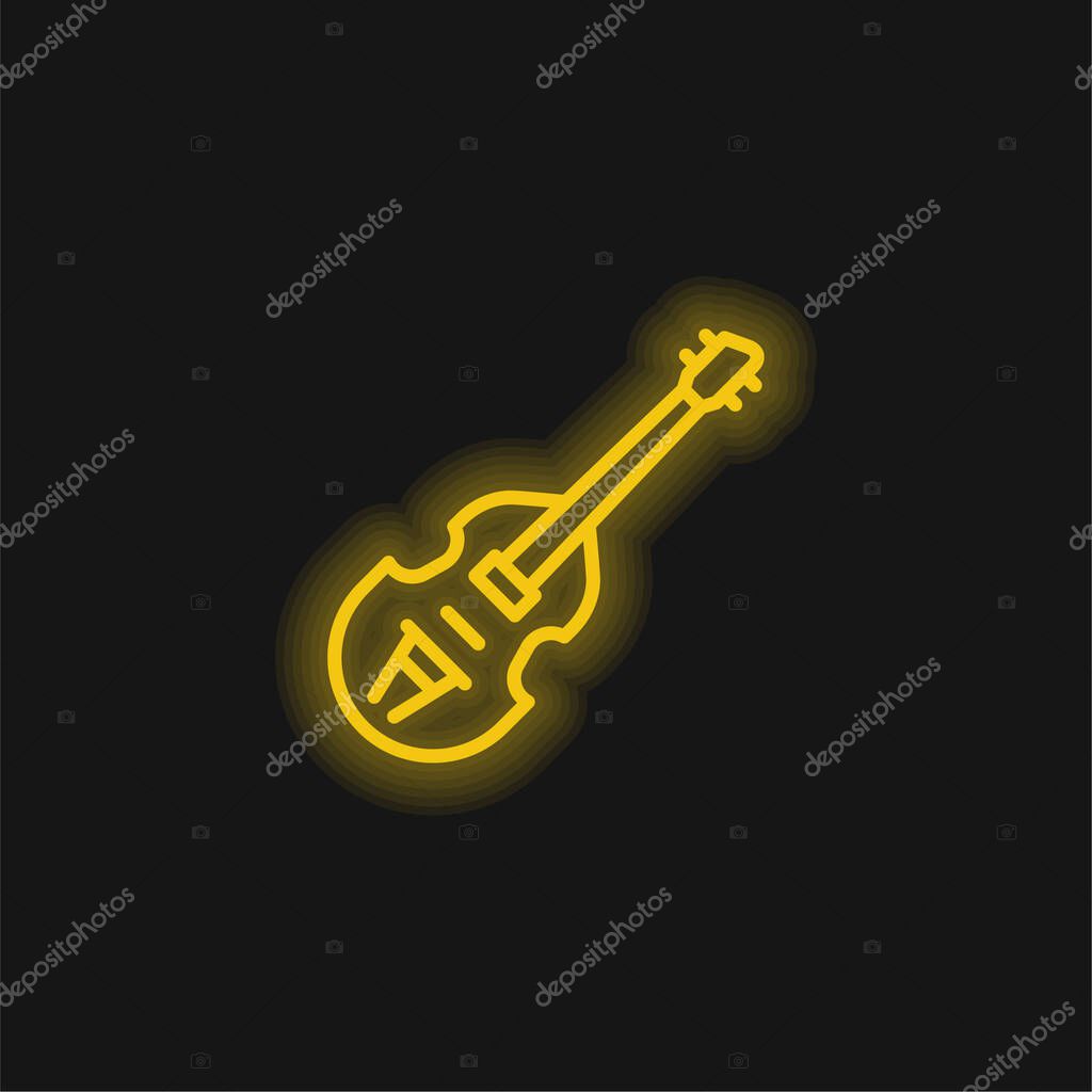 Bass yellow glowing neon icon