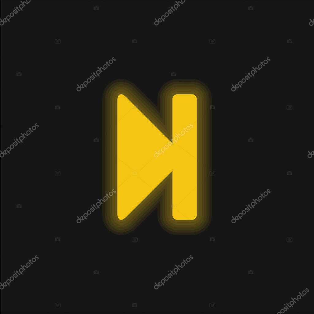 Advance Button yellow glowing neon icon